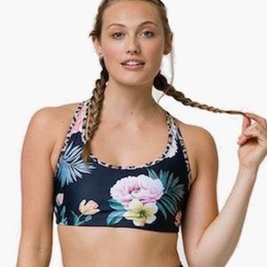 Onzie floral bridge bra with leopard print M/L